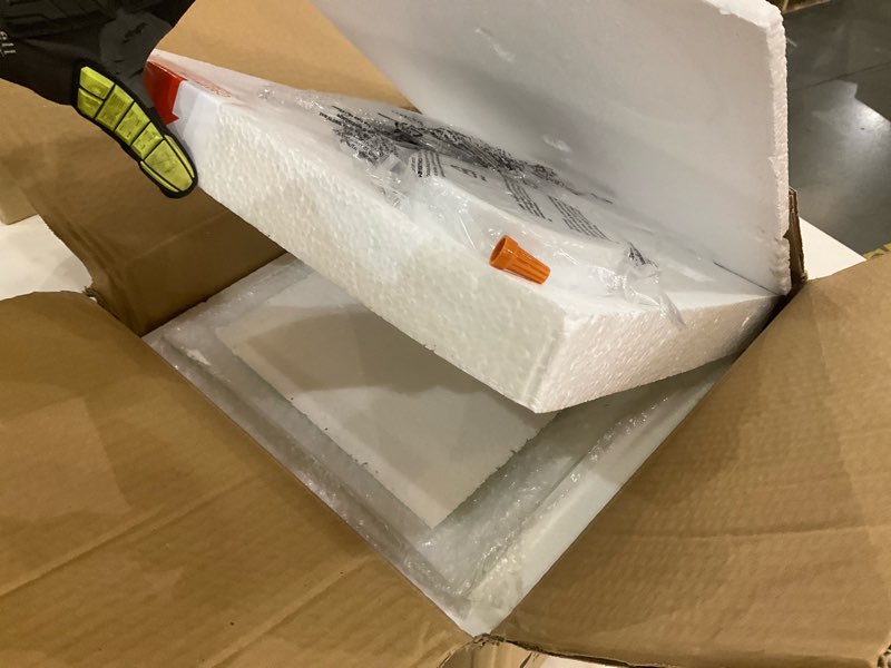 Condition photo showing As Is for Progress Lighting P4961-30 Square Glass Close-to-Ceiling, 12-Inch Diameter x 5-1/2-Inch Height, White