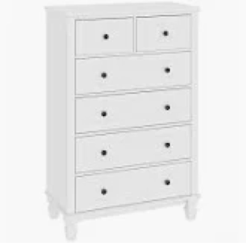 Farmhouse 6 Drawers Dresser for Bedroom, Wood Chest of Drawers, 6 Chest of Drawers for Closet, Curved Wide Dresser Storage Dressers Organizer for Bedroom, Living Room,Hallway & Entryway