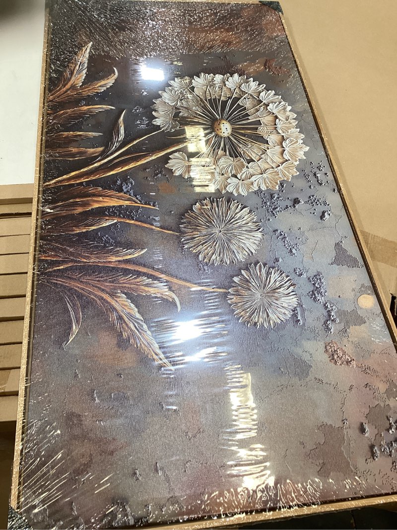 Condition photo showing Good Condition for framed large white flower wall art with taupe background elegant flower framed floral canvas print for living room, bedroom, dining room, home office modern ready to hang home decor - 20"x40" 40"l x 20"w-l 061-flower-l