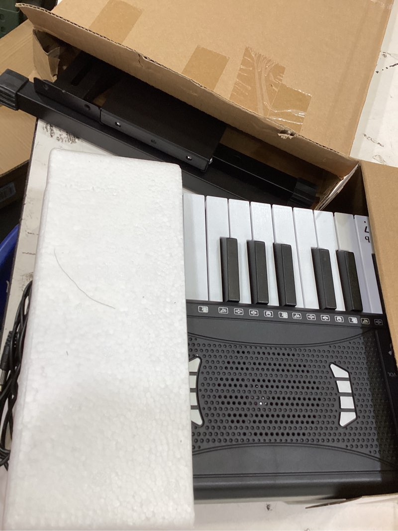 Condition photo showing Good Condition for 61 key keyboard piano, digital kids piano keyboard with stand, gift for early education children, black black with stand