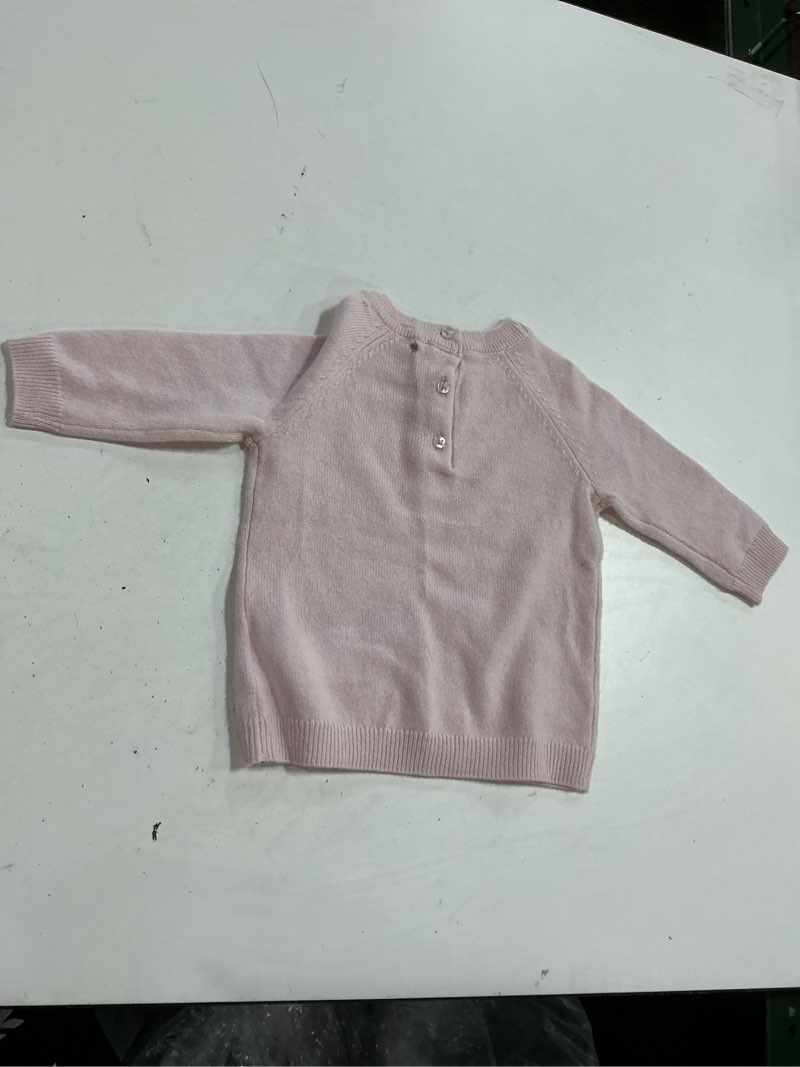 Condition photo showing As Is for quince washable cashmere crewneck sweater minimal pink 3-6 m