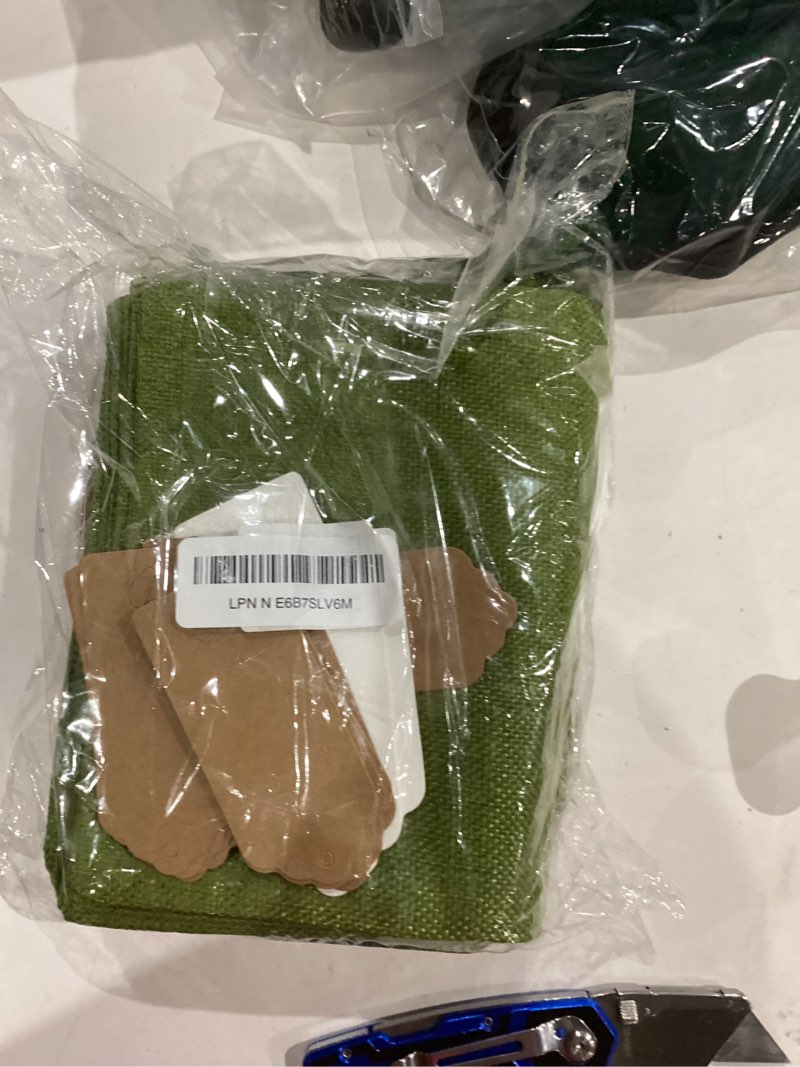 Condition photo showing Good Condition for tapleap gift bags - 30pcs 7x10 green burlap sacks with tags&string for wrapping graduation gifts, wooden cross, for birthday, wedding, party, church green 7x10 in (30 count)