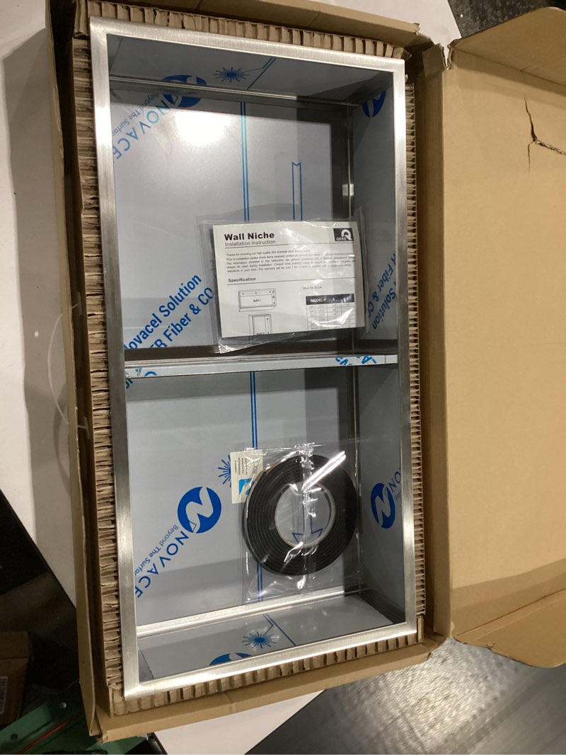 Condition photo showing New/Like New for stainless steel shower niche 24" x 12", no tile needed wall niche double shelves, recessed shower shelf for bathroom storage, matte black matte black 12x24"