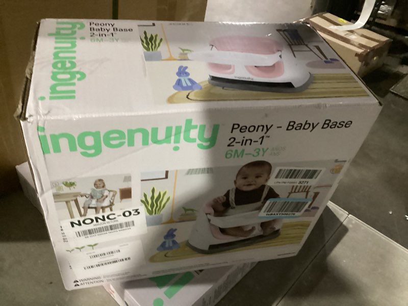Condition photo showing New/Like New for ingenuity baby base 2-in-1 booster feeding and floor seat with self-storing tray - peony