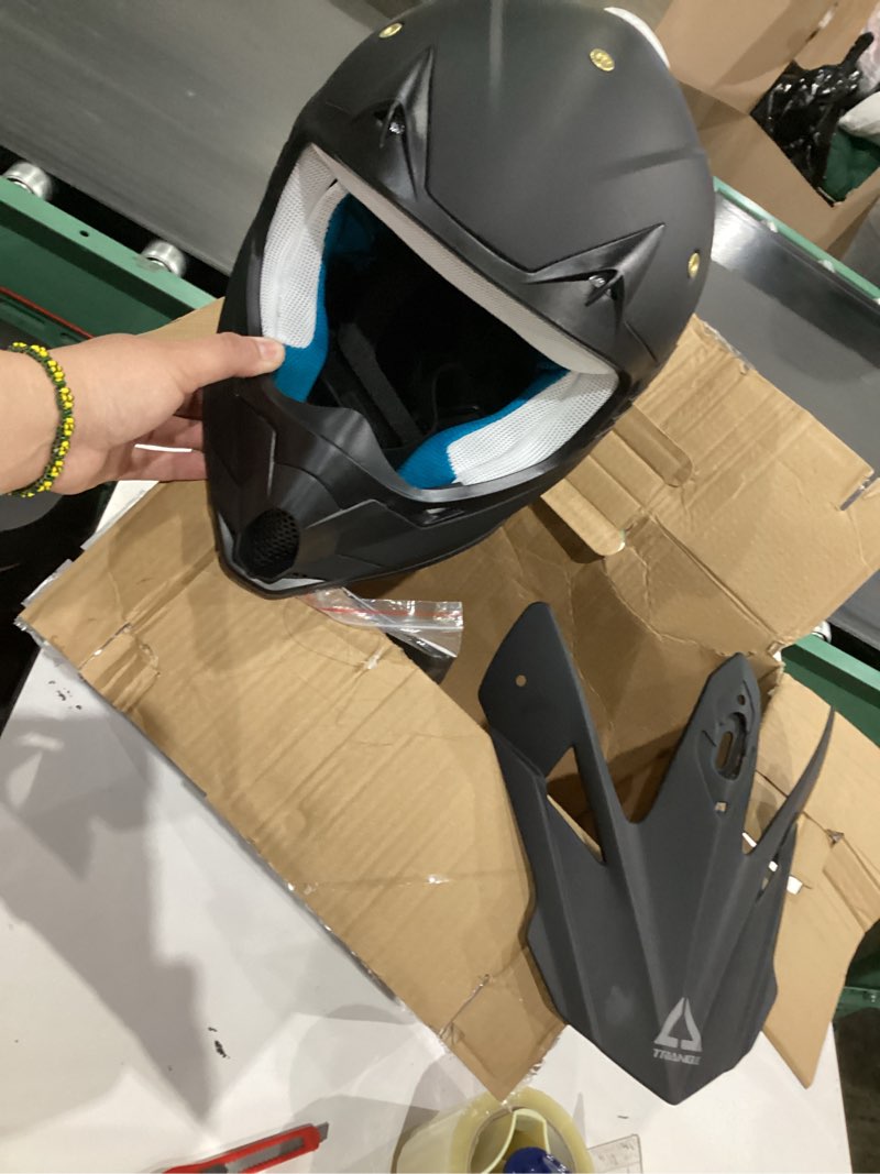 Condition photo showing Good Condition for triangle adult dirt bike helmet full face motorcycle helmets with adjustable goggles & gloves - dot/fmvss-218 certified motocross helmet for off-road atv bmx utv matte black large