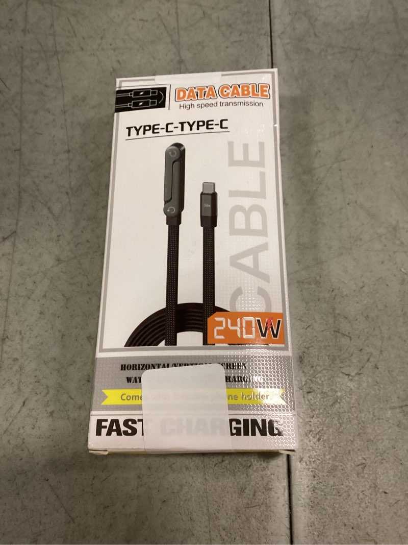 Condition photo showing Good Condition for invisible holder charger cable, 240w pd fast charging cable for desk, usb-c to usb-c & usb to light-ning cable 4.9 ft with 360° adjustable metal stand, 2 in 1 holder charger for gaming, office, home black 2pcs ( c to c & c to lightning )