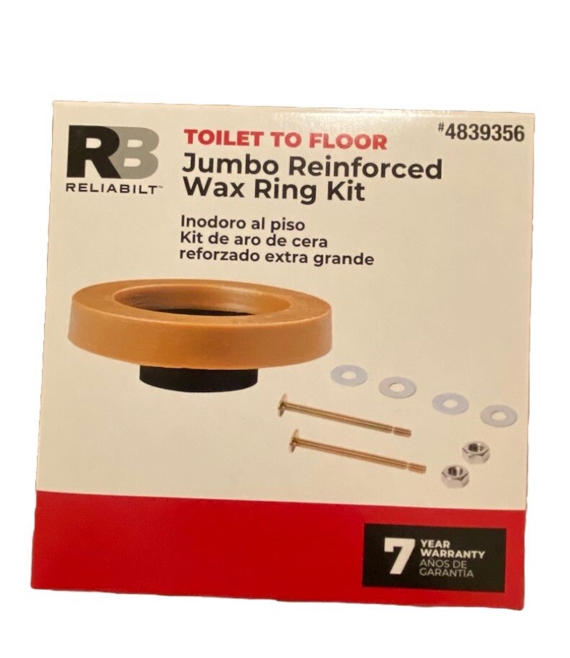 Extra Thick Reinforced Toilet Wax Ring w/ Plastic Horn Toilet Bolts 4.9in Jumbo