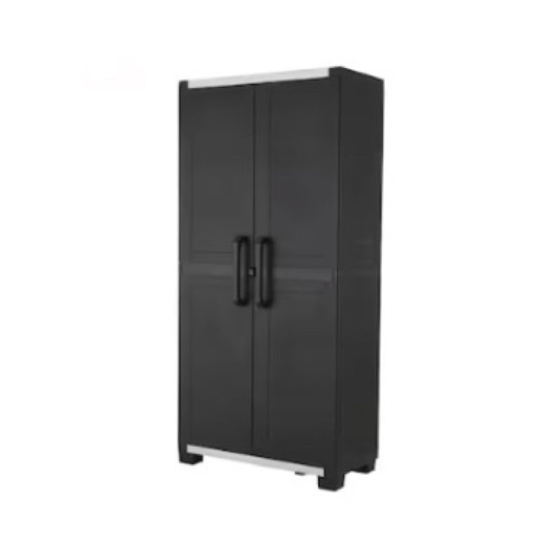 Incomplete, Keter Premium One 35-in W x 74-in H x 18.5-in D Freestanding Plastic Garage Cabinet in Black