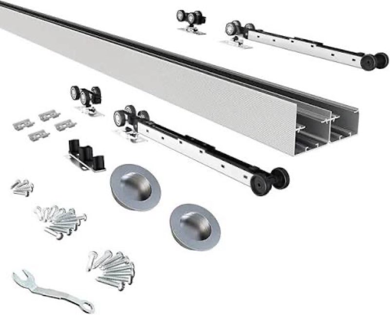 Condition photo showing Good Condition for jubest 8ft bypass door hardware kit for 4 doors, white  ojc104-tsqal21-8ft-b