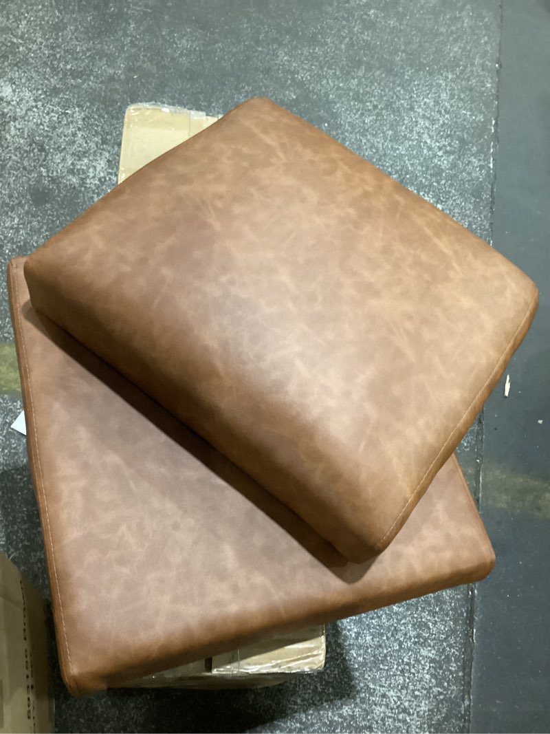 yaheetech pu leather accent chair, mid-century modern barrel chair with wooden frame and soft thick padded for living room bedroom home office, light brown , missing some hardware*