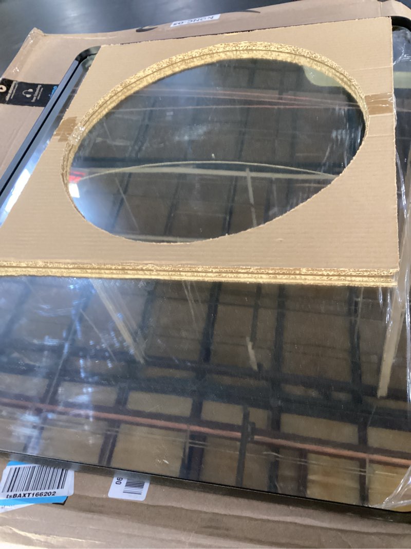 Condition photo showing Good Condition for WEER Black Bathroom Mirror for Wall, 24X30 Inch Matte Black Mirror, Rectangular Black Metal Framed Vanity Mirror with Tempered Glass, Rounded Corner, Anti-Rust (Horizontal/Vertical) Black 24"L x 30"W