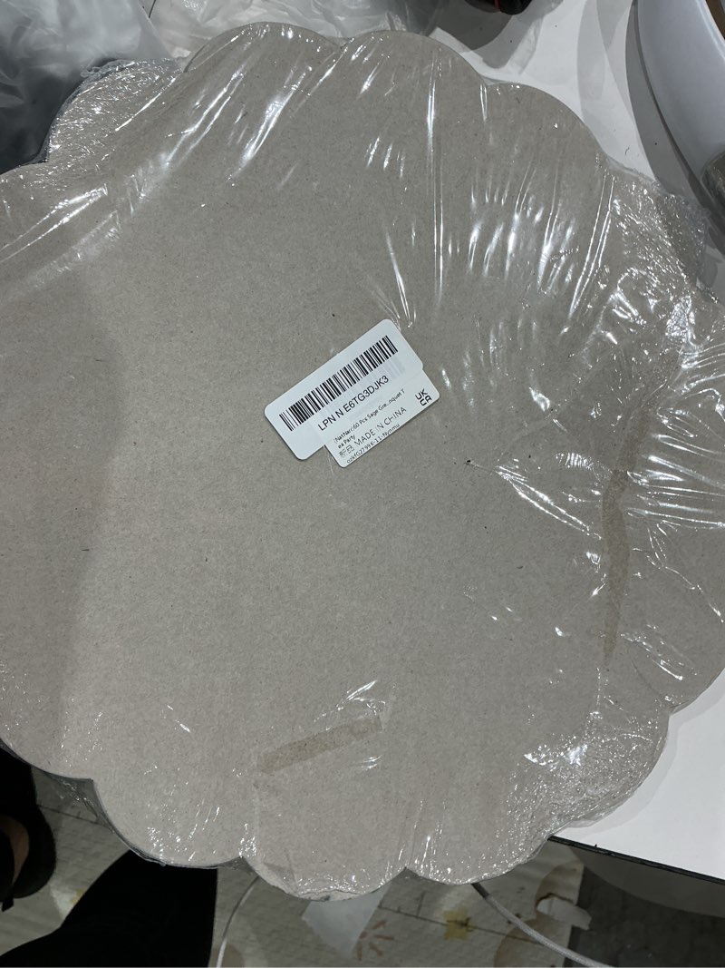 Condition photo showing Good Condition for 60 pcs sage green gingham paper placemats,13.5 inch scalloped checkered place mats disposable placemat decorative paper for table setting bbq baby shower wedding bridal banquet tea party green checkered