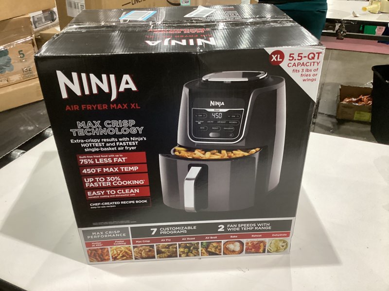 Condition photo showing Good Condition for Ninja AF161 Max XL Air Fryer that Cooks, Crisps, Roasts, Bakes, Reheats and Dehydrates, with 5.5 Quart Capacity, and a High Gloss Finish, Grey Grey 5.5 QT MAX