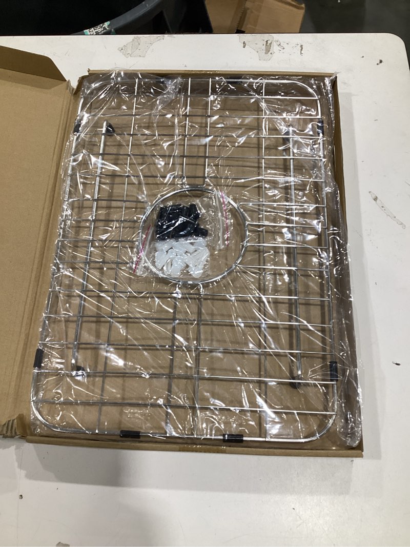Condition photo showing Good Condition for sink grid 18" x 12-1/2", centered drain with corner radius 1-1/2" (18" x 12-1/2" centered drain)