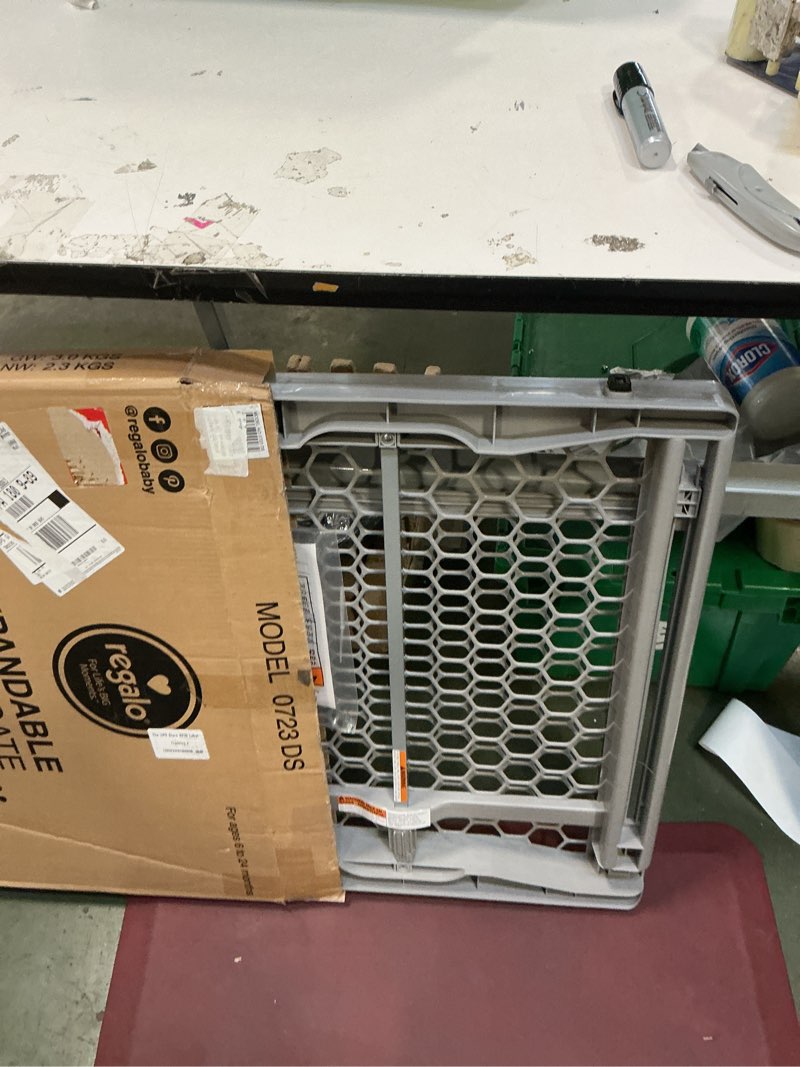 Condition photo showing Good Condition for MYPET North States Paws Portable Pet Gate: 26-40" Wide. Pressure Mount. No tools needed. Made in USA. Dog Gate 23" Tall, Expandable, Durable Dog Gates for Doorways, Light Gray