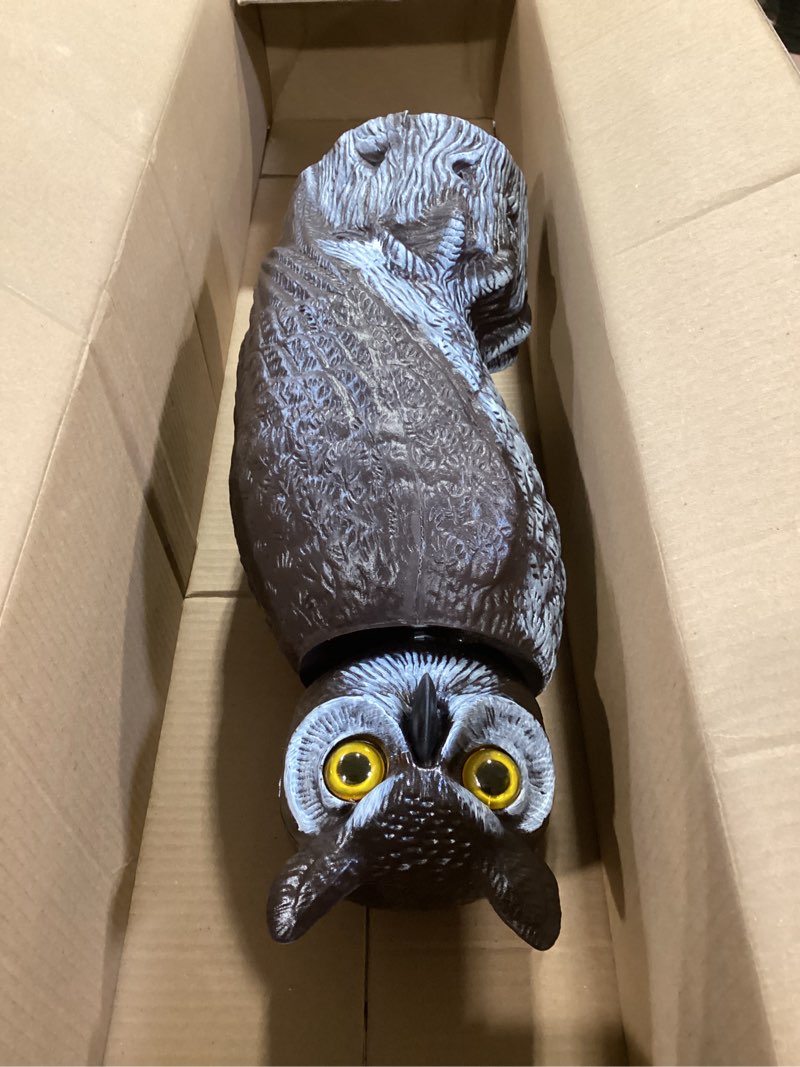 Condition photo showing Good Condition for dalen large rotating head fake owl decoy to scare birds away - 18” tall - garden scarecrow owl with 360º rotating head rotating head owl