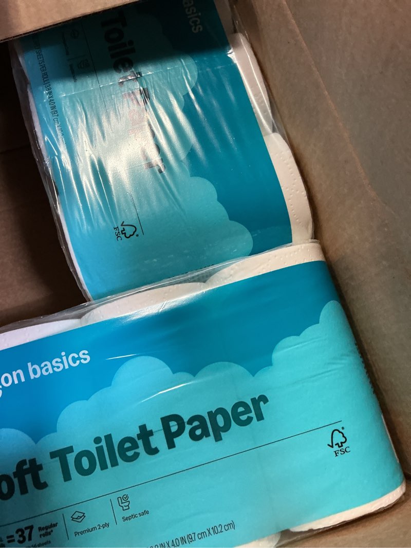 Condition photo showing New/Like New for amazon basics fsc-certified 2-ply septic-safe toilet paper, soft, 350 sheets per roll, 30 rolls = 185 regular rolls 350 sheet (pack of 30)