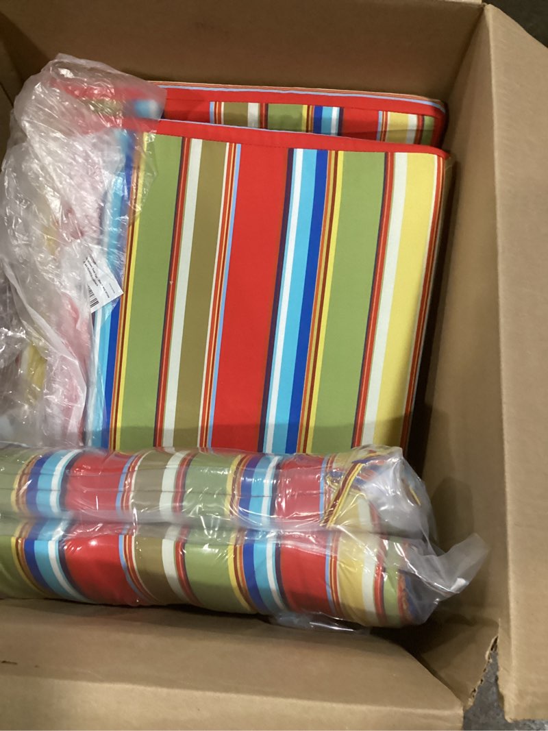 Condition photo showing Good Condition for enipate 2 pack outdoor high back chair cushion, weather resistant adirondack rocking chair cushions, patio chair seat cushions red stripe