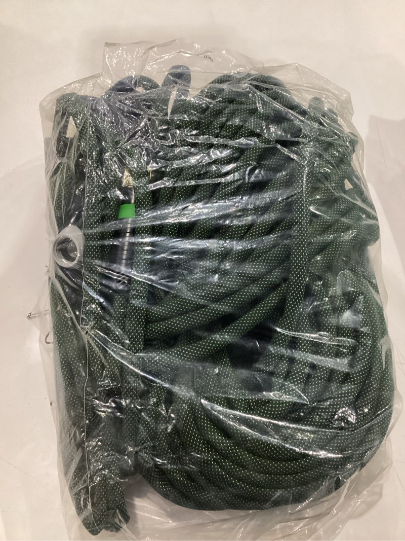 Condition photo showing Good Condition for non-expandable garden hose 150 ft, lightweight hose with 10 function spray nozzle, kink-free flexible water hose, durable, leak-proof, 360° swivel connectors, portable storage strap green 150ft