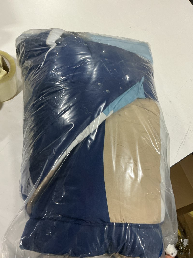 Condition photo showing Good Condition for amazon basics 5-piece lightweight microfiber comforter bedding set with sheet, twin xl, blue stripe, bed-in-a-bag 1-pack twin/twin xl blue stripe