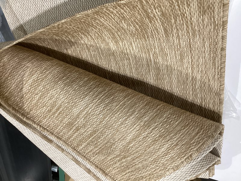 Condition photo showing As Is for luul home easy jute rugs natural color living room indoor outdoor area rug for patio farmhouse and kitchen rug high traffic easy to clean washable solid boho woven design outside carpet (natural (rectangular), similar to stock photo, size unknown