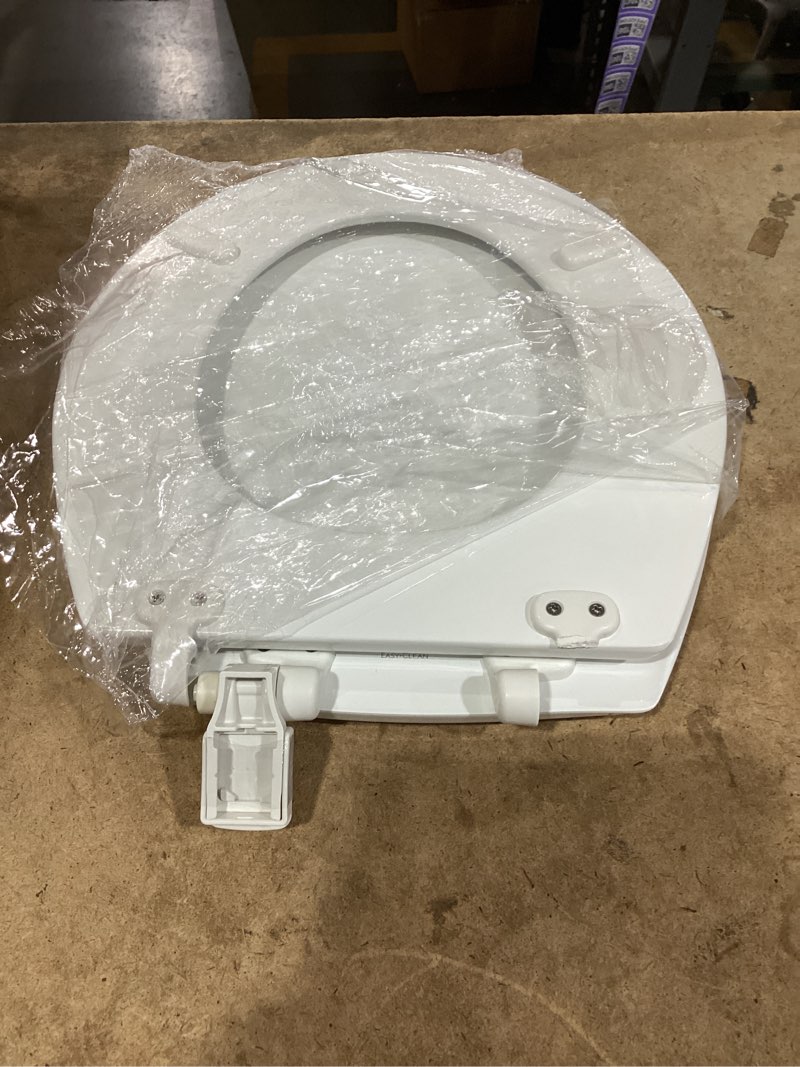 Condition photo showing As Is for mayfair cassel slow close toilet seat, easy clean, non slip premium wood seat, easy install, made in usa, round, white round 1 - toilet seat