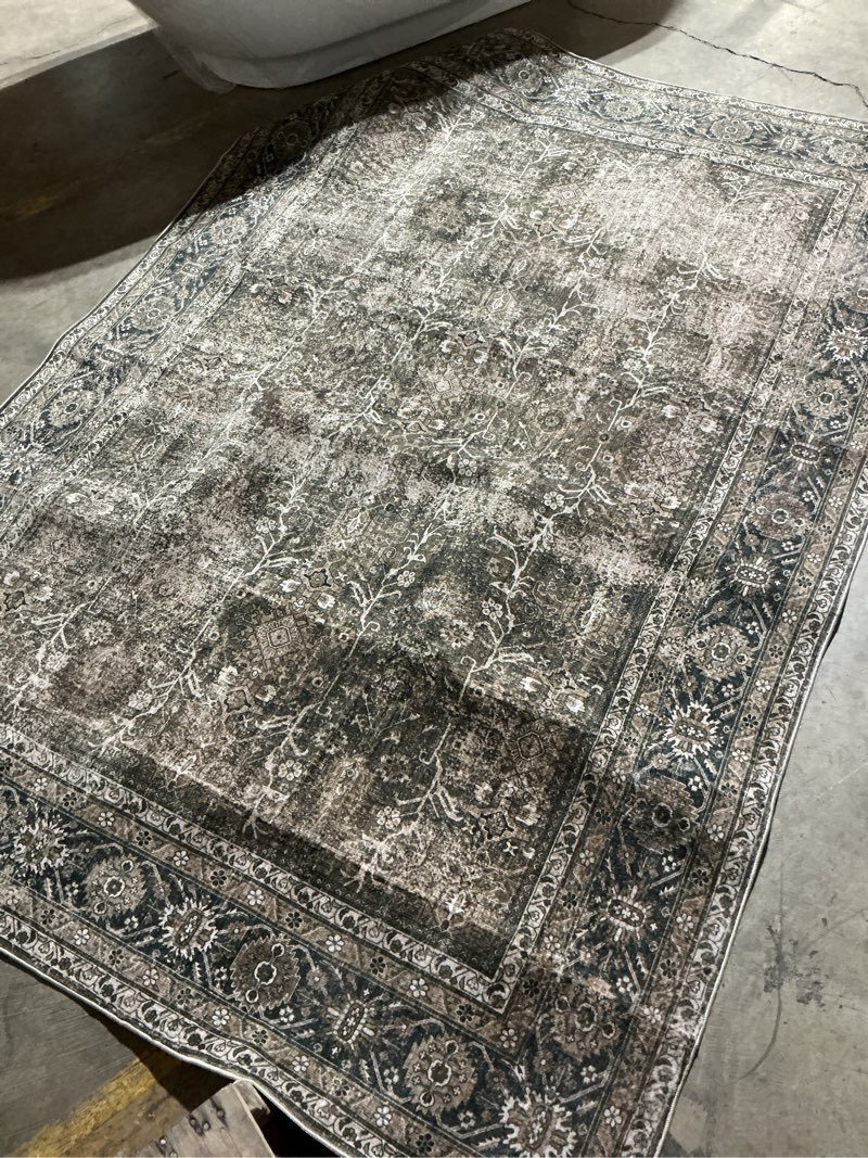Condition photo showing Good Condition for vintage area rug 5x7 brown washable living room large carpet non slip bedroom indoor office low pile traditional distressed retro accent rug for dining room bathroom kitchen 5' x 7' (rectangular) accent brown