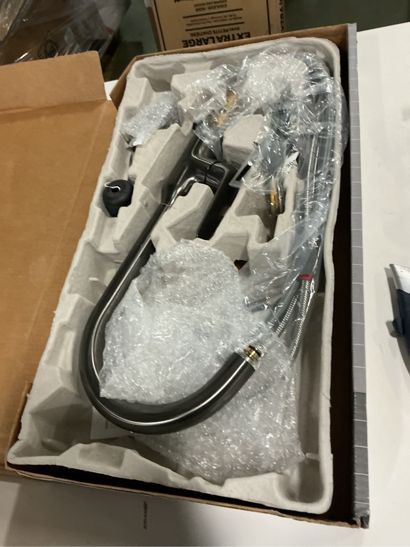 Condition photo showing Good Condition for hansgrohe Focus N Black High Arc Kitchen Faucet, Kitchen Faucets with Pull Down Sprayer, Faucet for Kitchen Sink, Brushed Black Chrome 71800341 Brushed Black Chrome HighArc