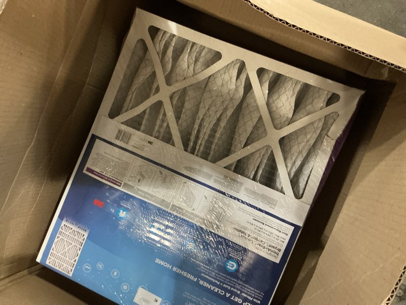 Condition photo showing As Is for filtrete 20x25x5 ac furnace air filter, mpr 1550, merv 12, fits trion airbear, certified asthma & allergy friendly, electrostatic air cleaning filter, 1-pack (actual size 19.56 x 24.13 x 4.75) 4.7" x 24.2" x 19.6"