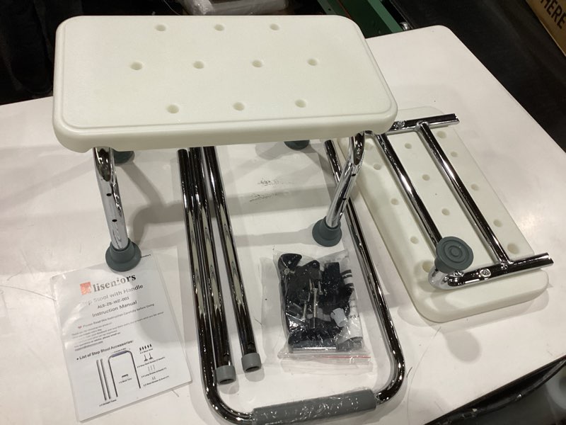 Condition photo showing New/Like New for aliseniors step stool with handle and non-skid platform, heavy duty 2 steps medical foot stool for adult, seniors, handicap holds up to 350 lbs