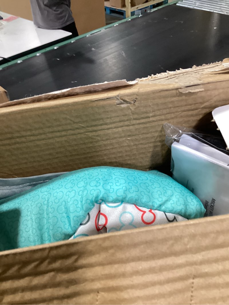 Condition photo showing New/Like New for bright starts disney baby mickey mouse infant to toddler rocker & seat with vibrations and removable -toy bar, 0-30 months up to 40 lbs (original bestie) multicolored