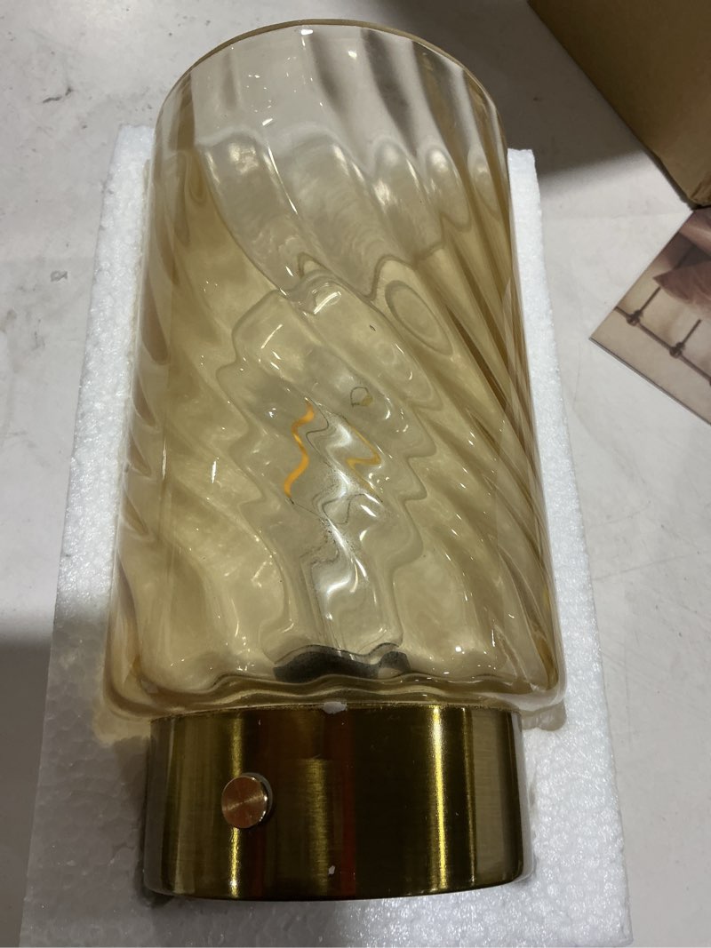 Condition photo showing Good Condition for lusharbor battery operated lamp with timer, stepless dimming bedside table lamp battery powered cordless lamp for home decor entryway/living room/coffee table/shelf gold cylinder-warm gold