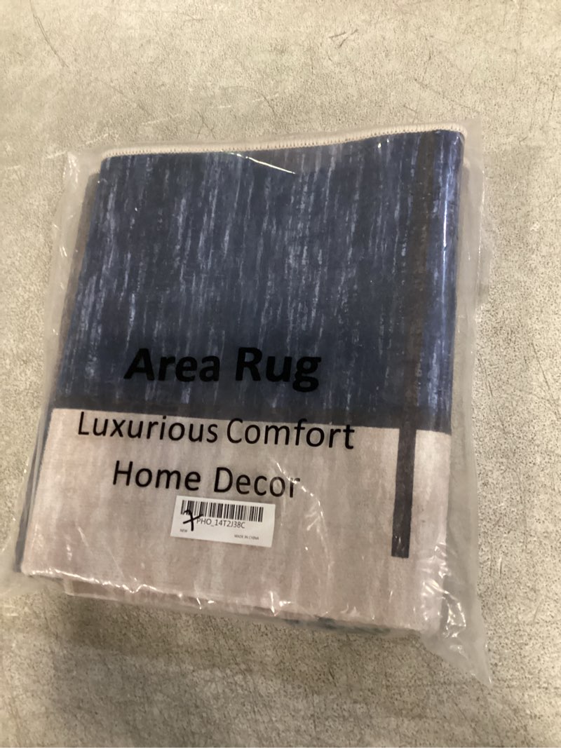 Condition photo showing New/Like New for glowsol 2' x 6' long runner rug geometric rug modern non-shedding soft runner rug non-slip bedroom rugs for laundry kitchen, navy blue/multi