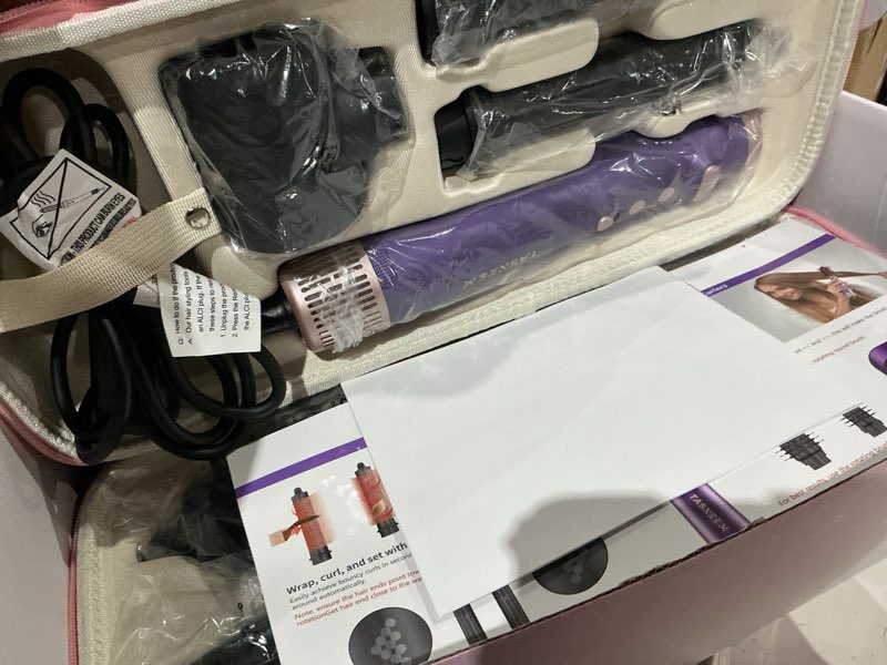 Condition photo showing Good Condition for tasneem 7 in 1 hot air brush & rotating hair dryer brush, air styler with auto-wrap curlers, ionic blow dryer, straightener & oval brush, without heat damage multi-styler with travel case