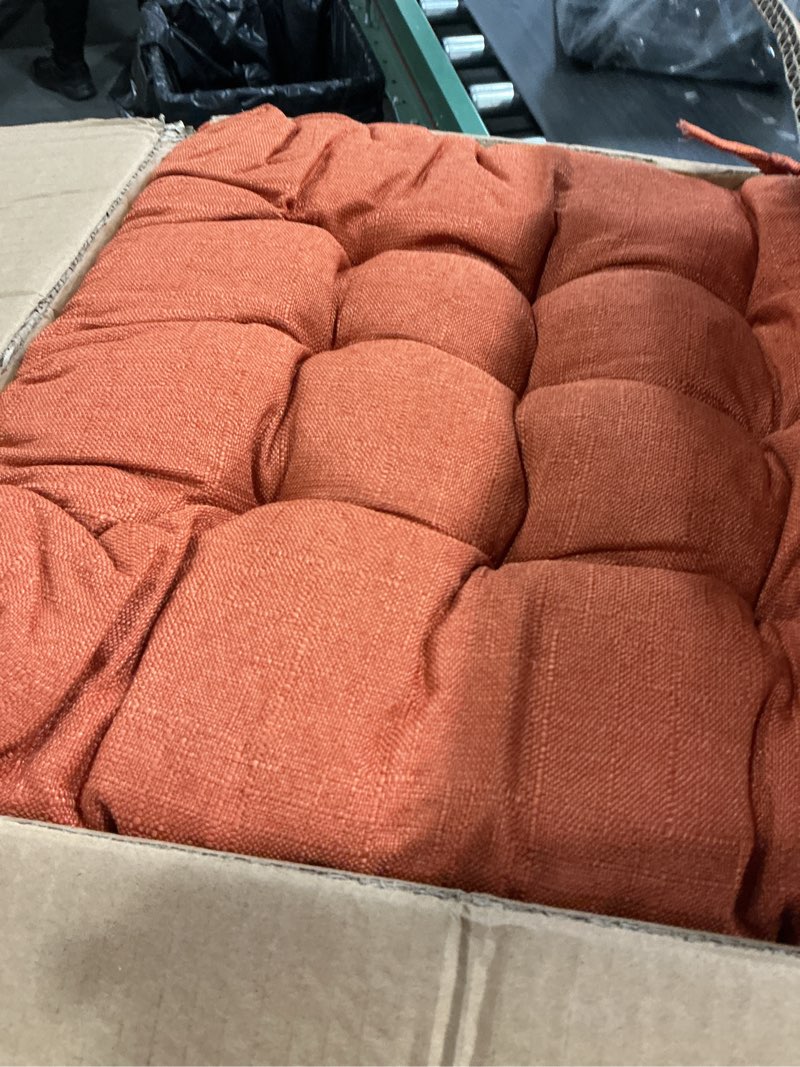 Condition photo showing Good Condition for SQUARE MOON 4 Pack Chair Cushions, Seat Cushions, Chair Pads, Chair Mat for Indoor, Outdoor Dining Chairs, Kitchen Chairs, Dining Room Chairs (16" Ã— 16" Ã— 4 Pack, Orange)