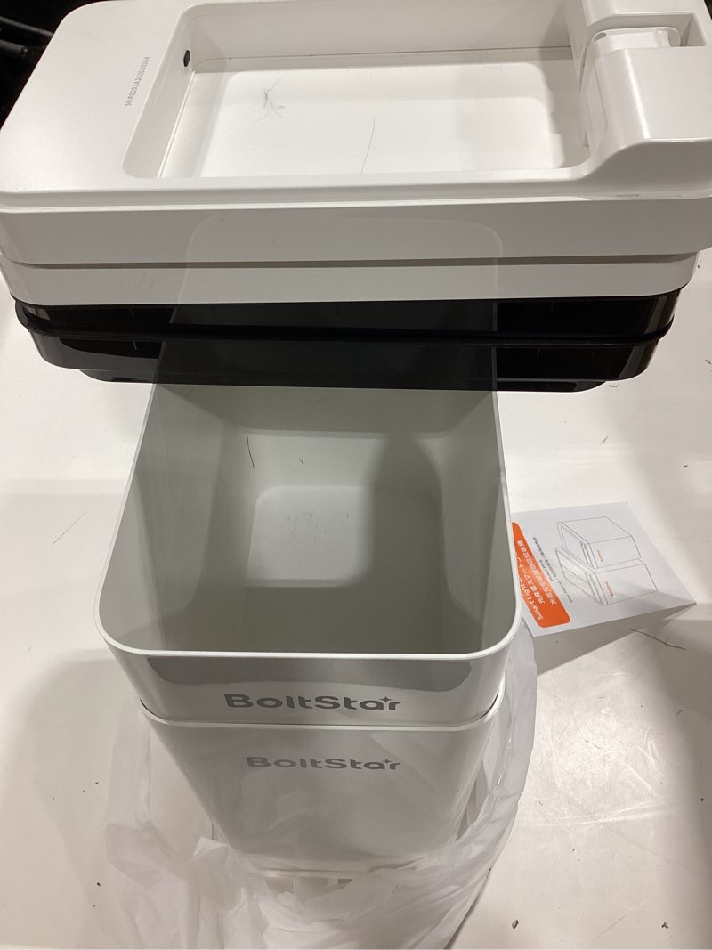 Condition photo showing As Is for solar automatic bathroom trash can: 2 pack 2.6 gallon small motion sensor garbage can, no charging required, slim smart touchless trash bin with lid for bedroom, living room, office, rv, white 2.6 gallons 2