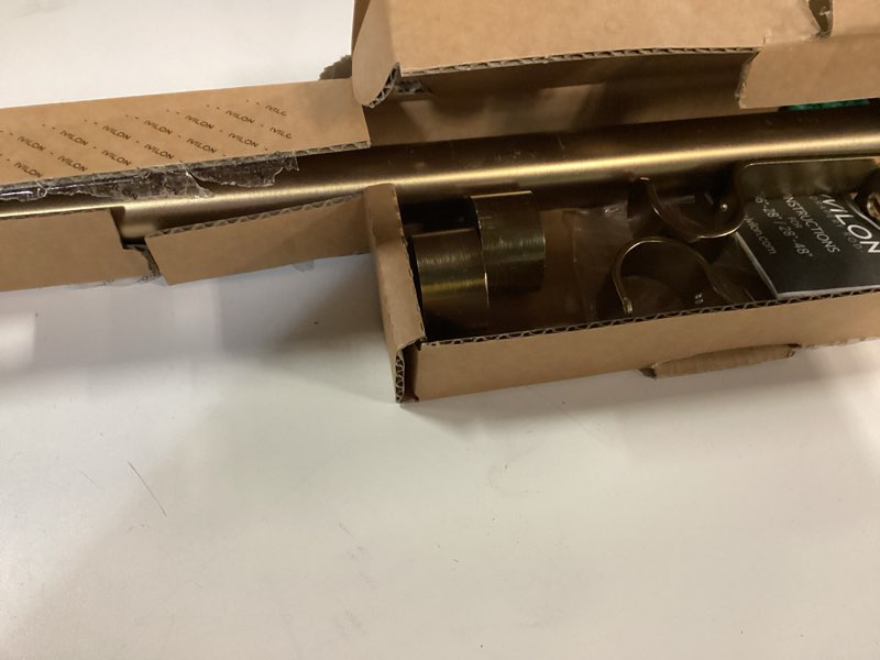 Condition photo showing As Is for Ivilon Side Window Short Curtain Rod - End Cap Style Design 1 Inch Pole. 16 to 28 Inch Color Warm Gold 16 to 28 in.