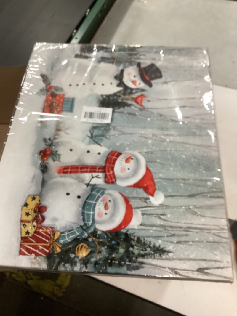 Condition photo showing New/Like New for Christmas Snowman Wall Art Decor: Christmas Paintings Canvas Wall Art Prints Winter Scene Cardinal Bird Snowman Picture Wall Hanging Decor Indoor Xmas Holiday Decorations Posters 16"x20" 16"L x 20"W Snowman Family