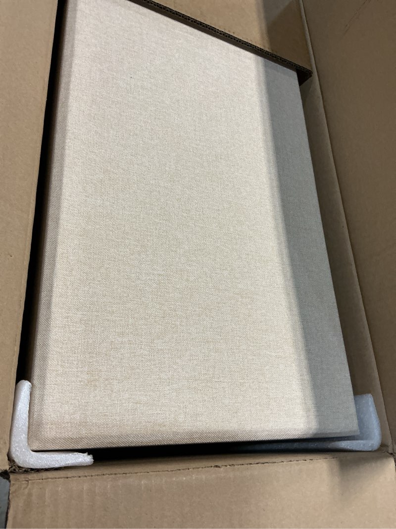 Condition photo showing New/Like New for 4 pack high-density core with fabric cover acoustic panels – 24×12×2 in self-adhesive soundproofing and sound-absorbing wall panels for echo reduction in studio, theater, or recording (cocoa beige) 4 pack cocoa beige