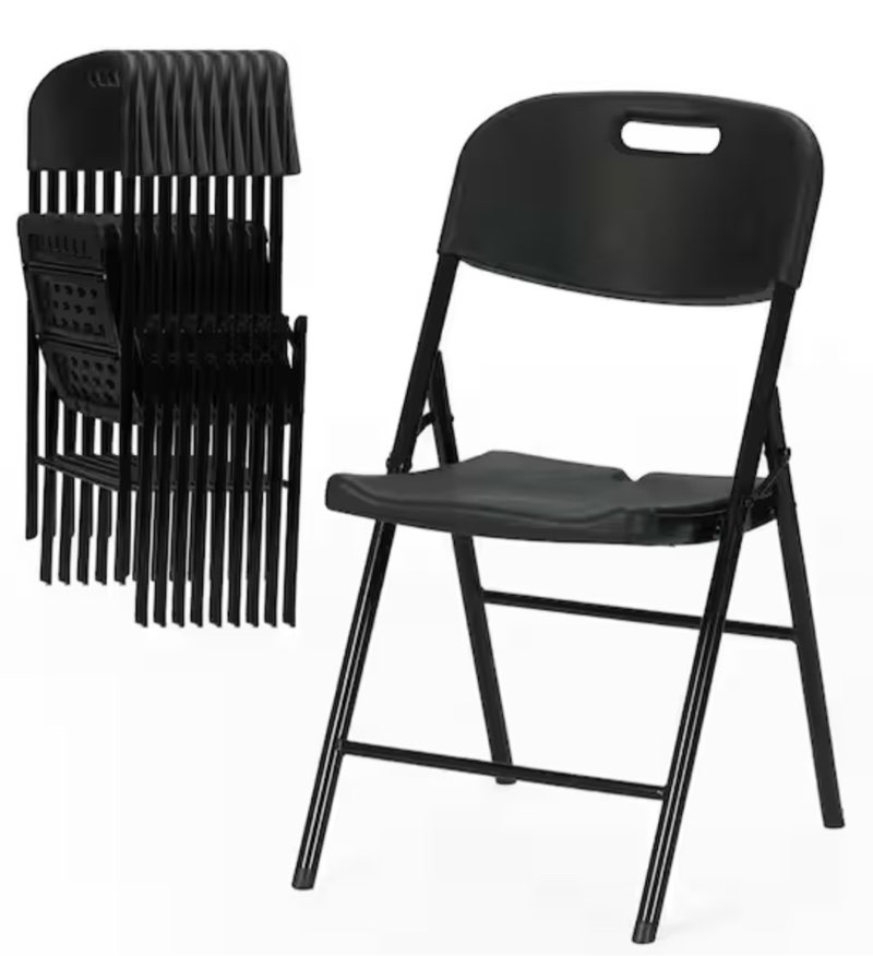 Plastic Folding Chair, 10 Pack, 650lb Weight Capacity - Indoor Outdoor, Portable, Stackable with Steel Frame - for Events, Office, Wedding, Party, Picnic, Kitchen, Dining