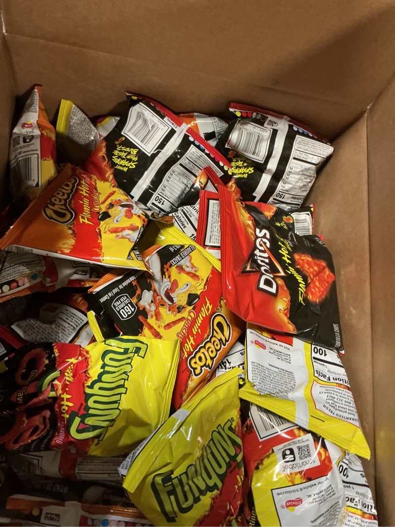 Condition photo showing Good Condition for ( bd 07/01/25)  frito-lay flamin' hot mix, variety pack, 3.34 pounds, (pack of 40), packaging may vary flamin' hot mix 40 count (pack of 1)