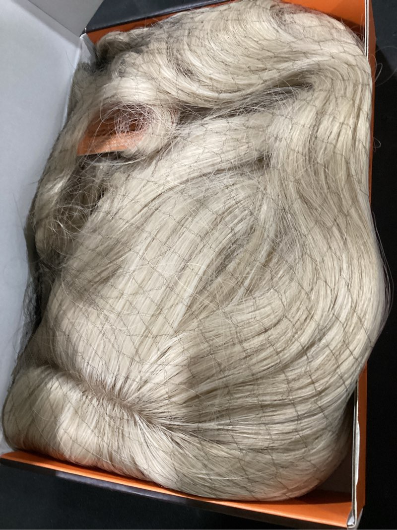 Condition photo showing Good Condition for haloo blonde bob wig for women lace front hairline short soft wavy curly natural looking middle part synthetic hair wigs for daily party, 11 inch blonde 11 inch
