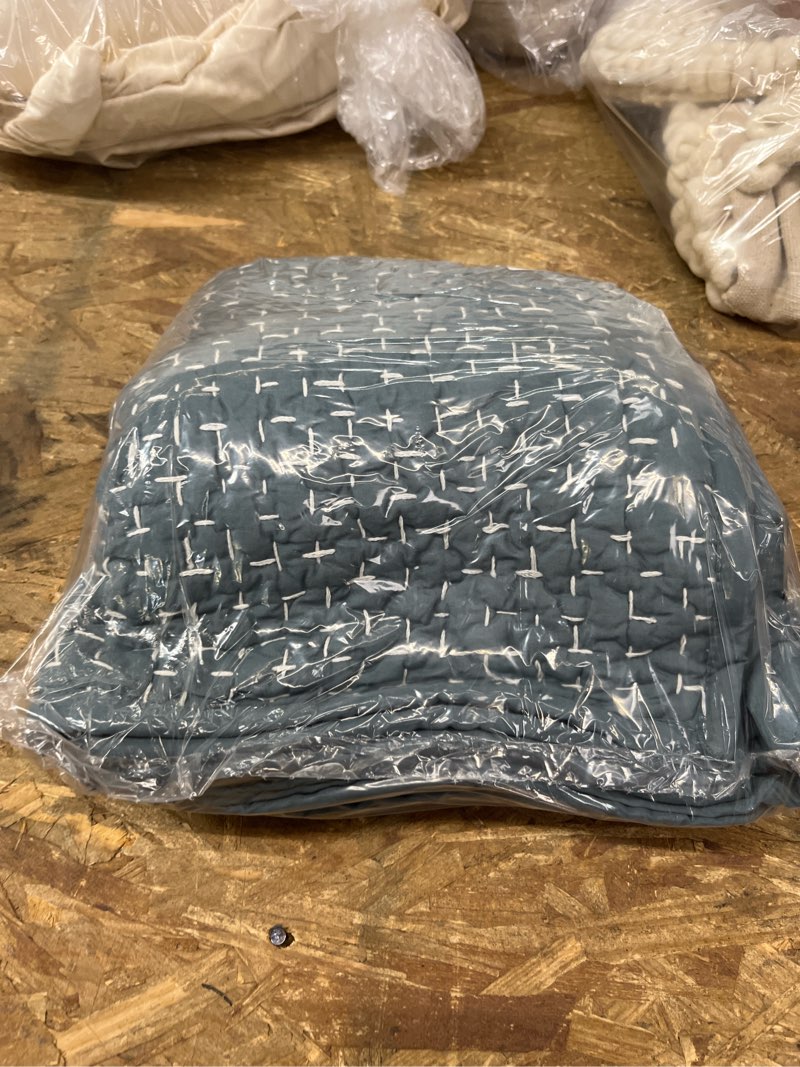 Condition photo showing Good Condition for organic cotton hand stitched quilted sham set, standard, ocean