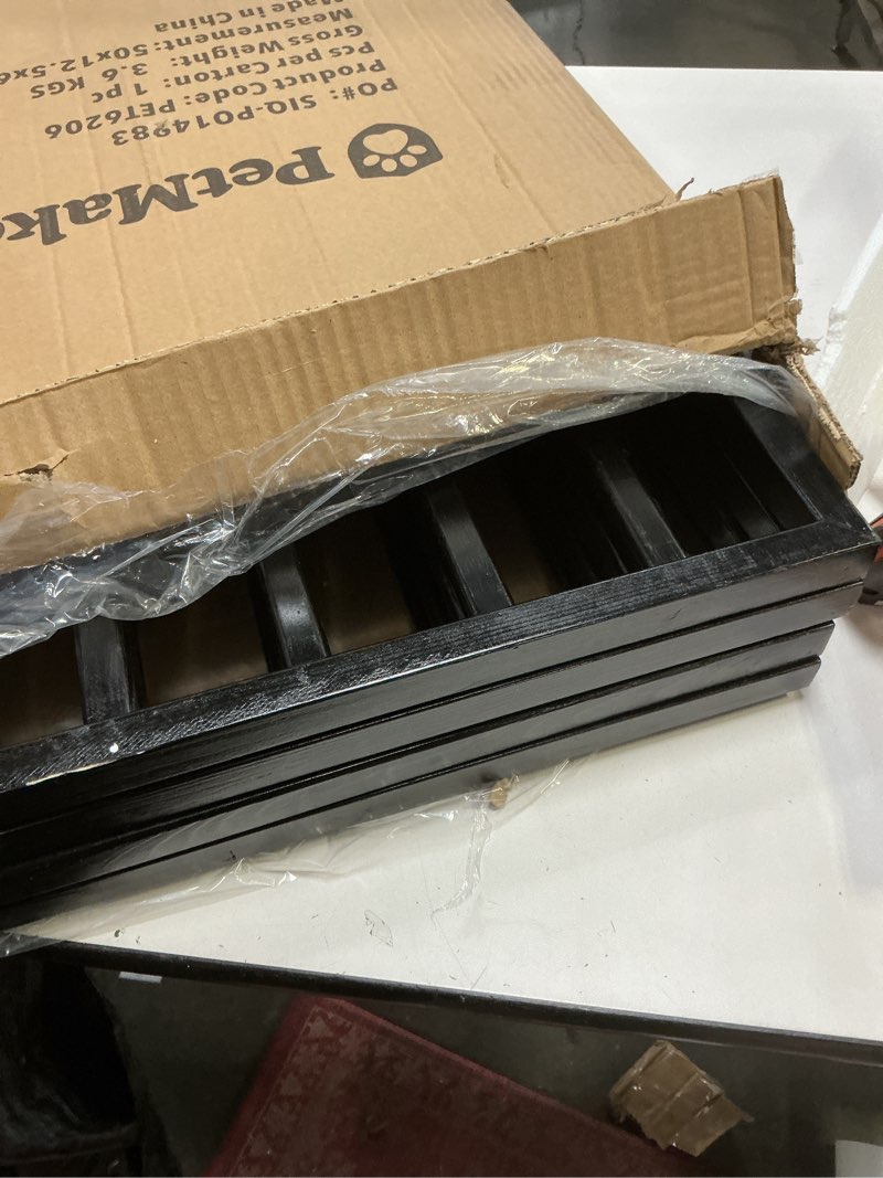 Condition photo showing Good Condition for Pet Gate - 4-Panel Indoor Foldable Dog Fence for Stairs, Hallways, or Doorways - 72x24-Inch Wood Freestanding Dog Gates by PETMAKER (Black) Black 4 Panel