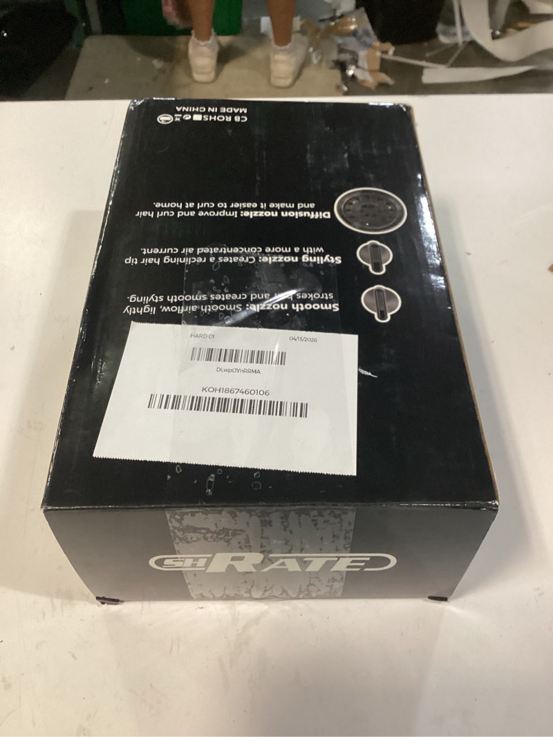 Condition photo showing New/Like New for shrate ionic hair dryer with diffuser | professional blow dryer for curly, frizzy & all hair types | low noise & gentle for sensitive hair | compact & portable design for home, travel, women & men black