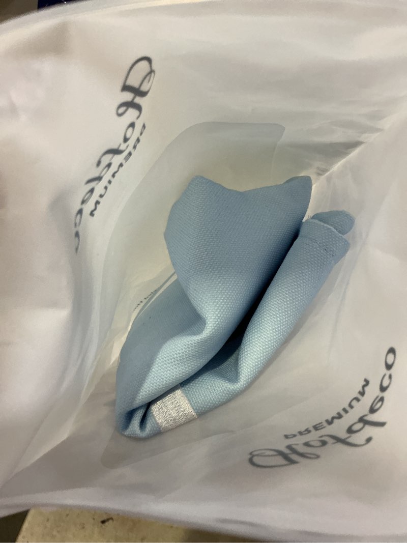 Condition photo showing Good Condition for hofdeco premium coastal grandmillennial patio indoor outdoor lumbar pillow cover only, 12"x20" water repellent for backyard, couch, poolside, baby blue embroidered double happiness symbol baby blue double happiness symbol 12"x20" 12"x20"
