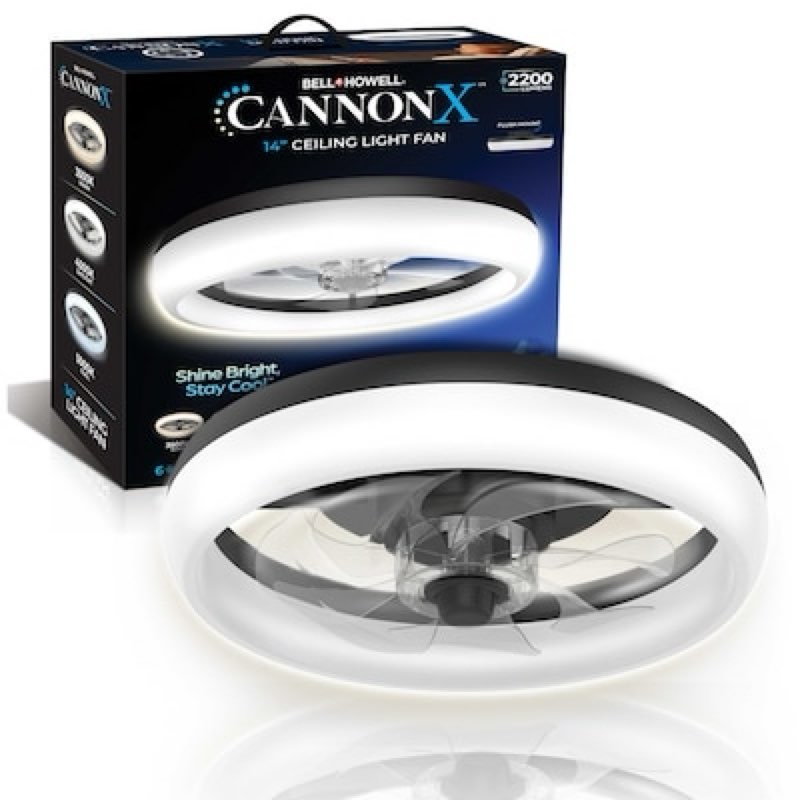 BELL + HOWELL CannonX 14-in Flush Mount Black with Clear Blades Ceiling Fan With Light - Remote