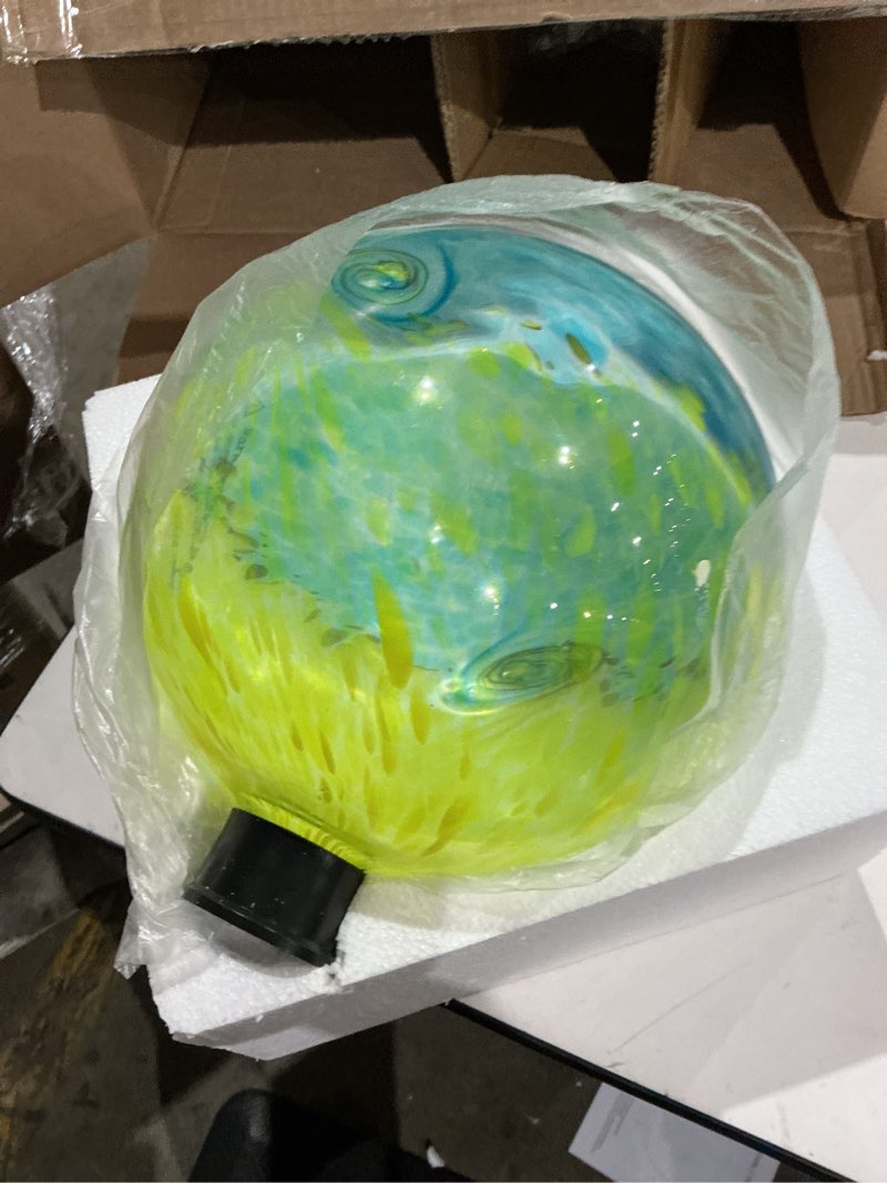 Condition photo showing Good Condition for gazing ball 10 inch glass reflective garden globe outdoor gazing globe sphere yard ornament for garden yard home outdoor decoration gift for women (yellow) clear