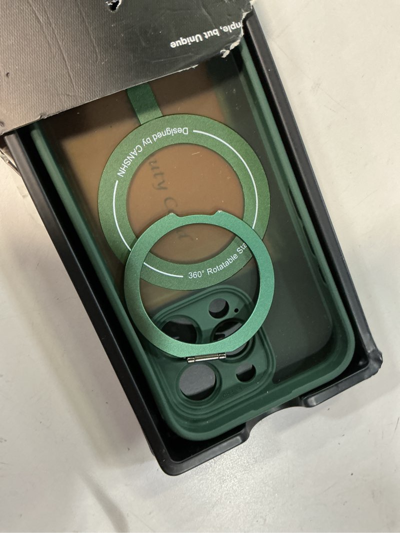Condition photo showing Good Condition for CANSHN 360° Spin Magnetic Stand for iPhone 16 Pro Case with Camera Control [Full Camera Protection] [Compatible with Magsafe] Translucent Matte Shockproof Protective Phone Cover 6.3" - Deep Green iPhone 16 Pro (6.3 Inch,3 Lens) Deep Green