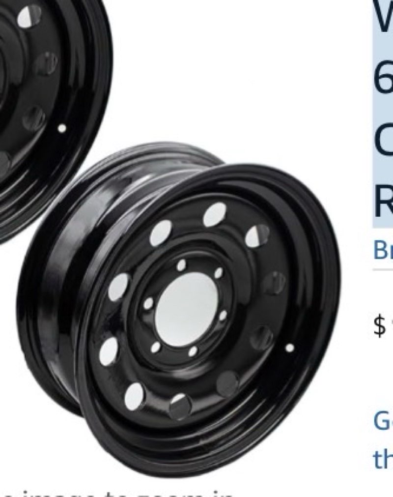 2 PACK Black 15x6 Tralier Rim Wheel 6 Lug Holes On 5.5 6x5.5 15 inch 15 X 6 X 5.5 Bolt Circle Steel Equipment Trailer Rim Wheel